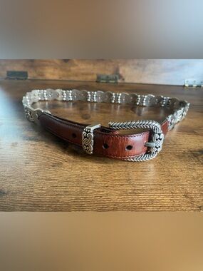 Brighton Leather link interlock heart belt  , 34” adjustable